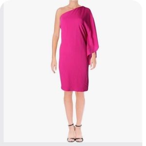 Pink Ralph Lauren one shoulder goddess dress 4